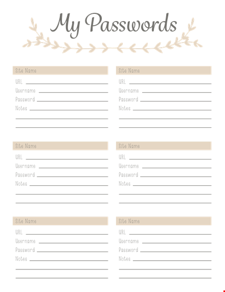 password list template | easily manage your passwords template