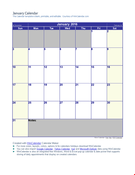 january calendar template word template