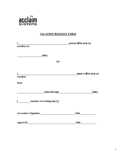 request your vacation with our convenient form template