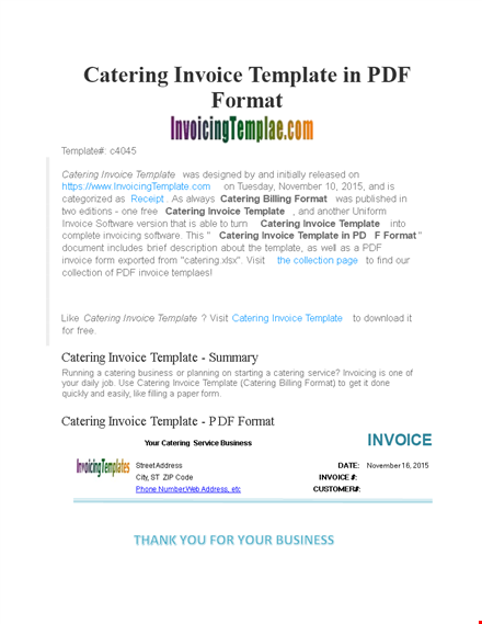 free printable catering invoice template template