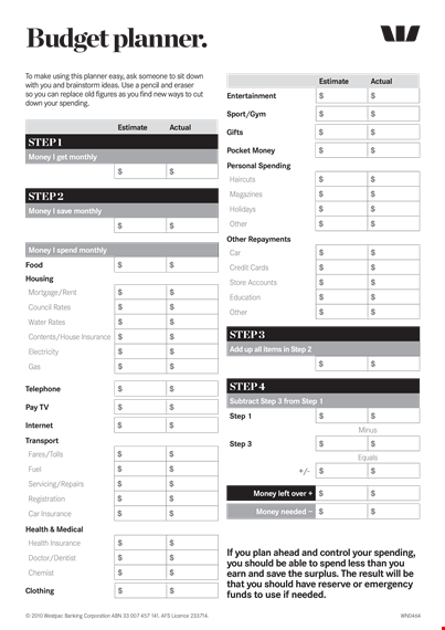 free basic budget planner template