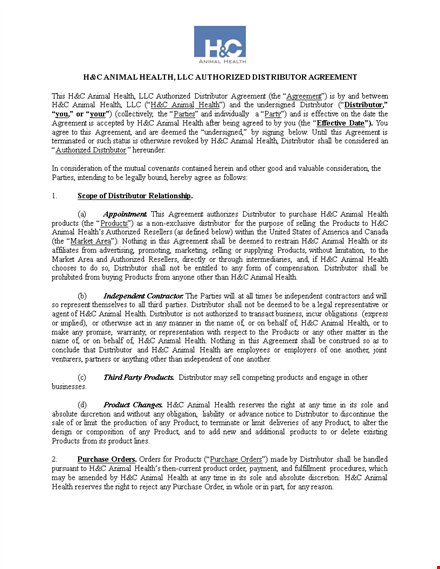 distribution agreement for animal health products template