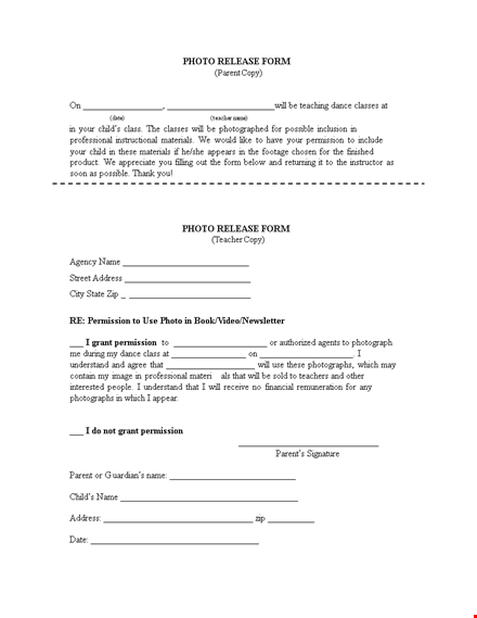 grant photo permission with our photo release form template