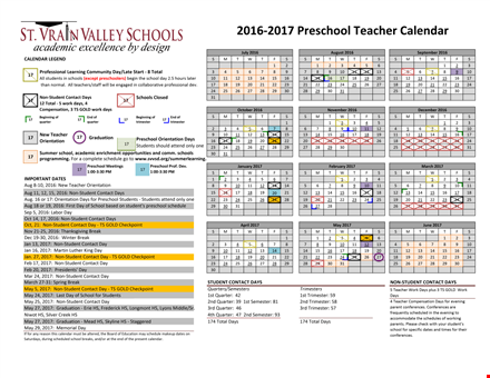 preschool teacher calendar template template