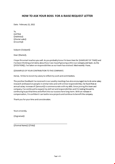 boss salary increase request letter template