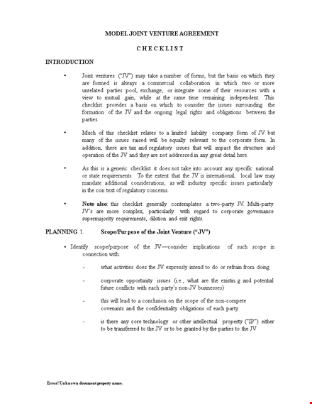 model joint venture agreement template: consideration for party as venturer | pdf template