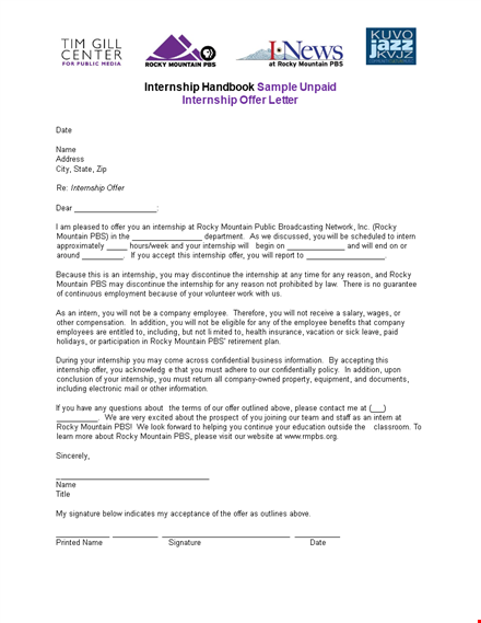 get hired in this internship offer letter template