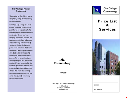 college services - affordable price list with discounts on shampoo template