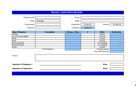 expense report template - streamline employee expenses for total returns template