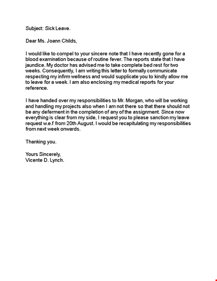 professional sick leave letter template template