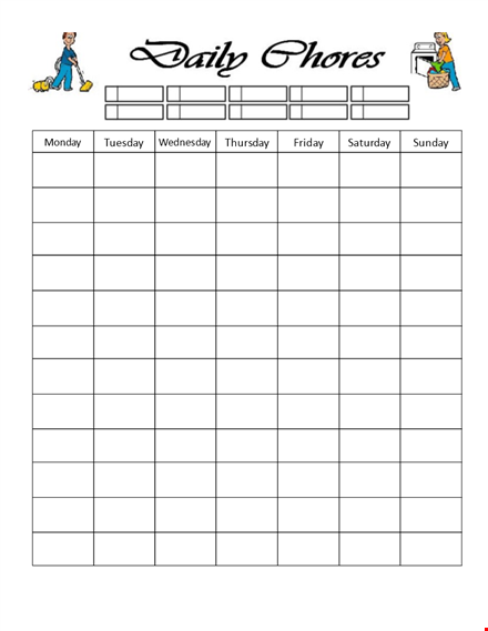 daily chore chart template - organize your tasks efficiently template