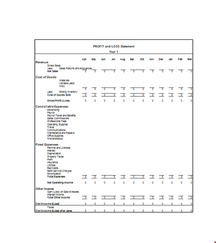 profit and loss: manage expenses, boost sales, minimize taxes, maximize income template