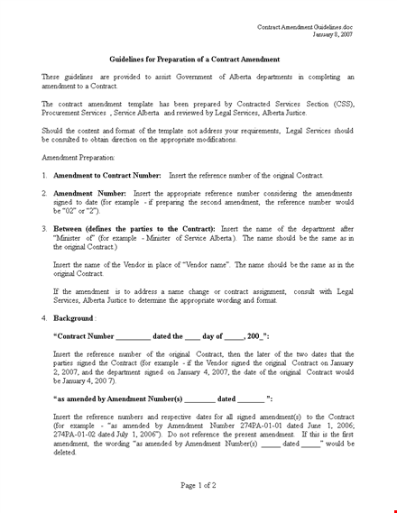 insert contract amendment: modify contract number template