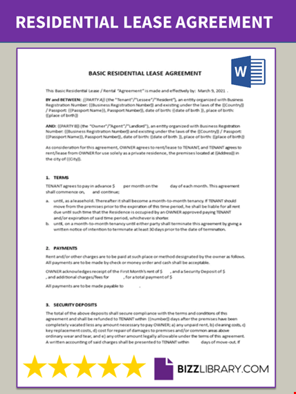 residential lease agreement template