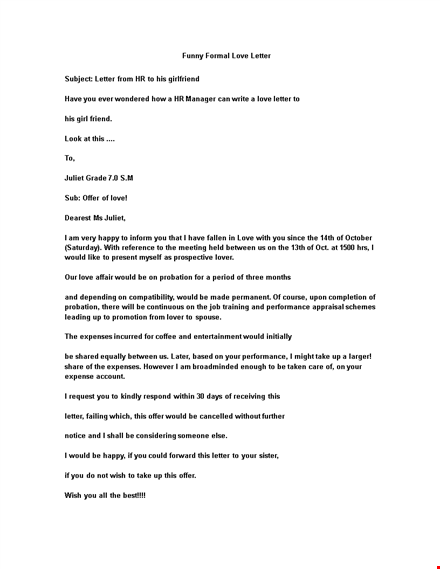 funny formal love letter template