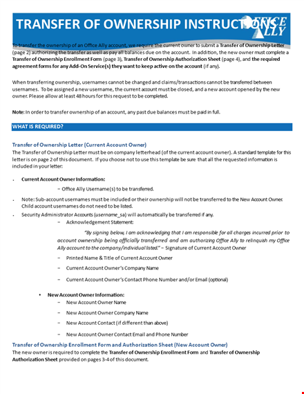 company ownership transfer letter template template