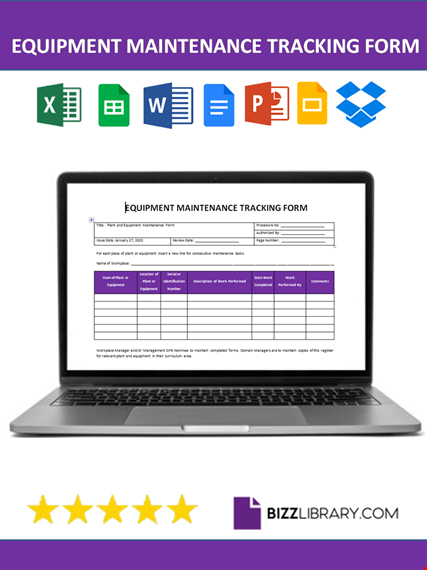 equipment maintenance tracking template template