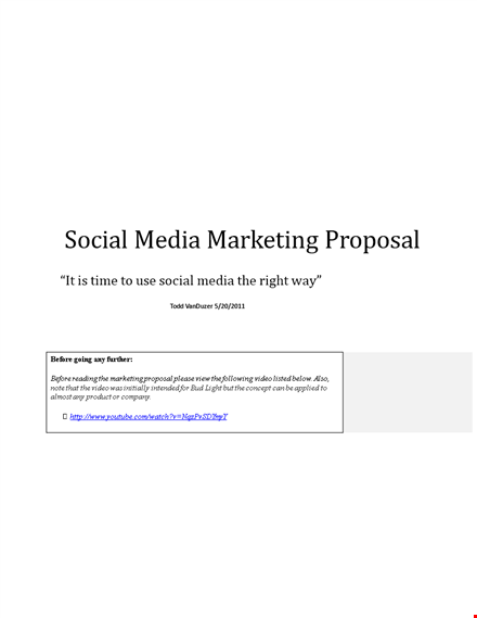 social media marketing proposal template template