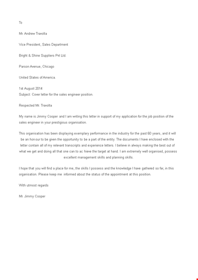 engineer job application letter template