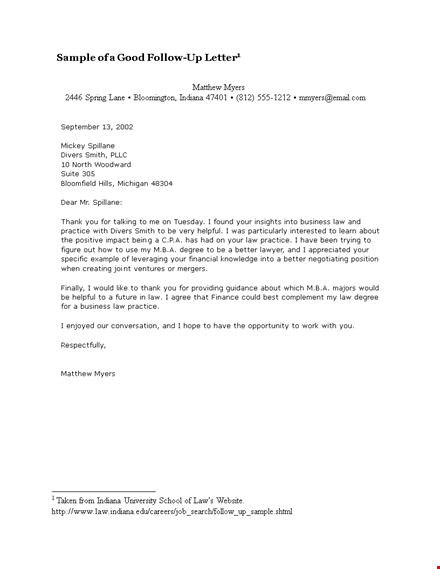 professional business followup letter - improve practice | matthew spillane | divers template