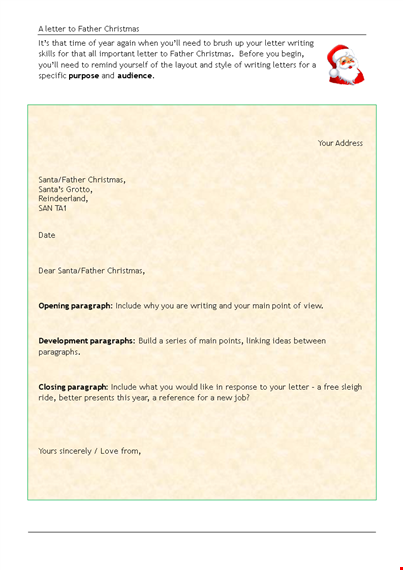write father christmas letter & create presents with letters to father christmas template template
