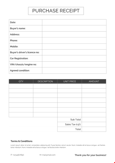purchase receipt a template