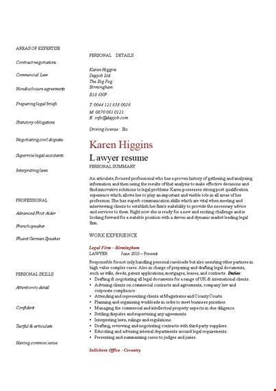 legal resume examples for personal and professional negotiating | dayjob template