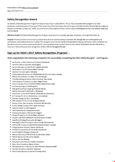 safety recognition award template - create a successful safety recognition program template