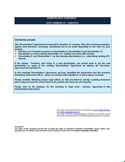 shareholder agreement | company shareholders' agreement - shall and must template