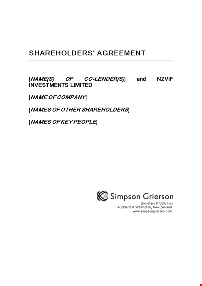 business shareholder agreement | protecting company shares template