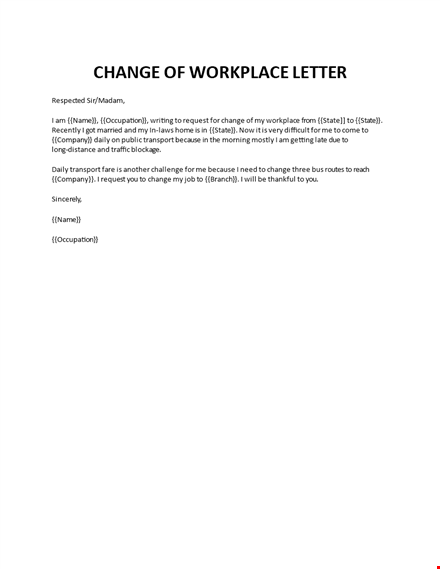 change of workplace request to employer template