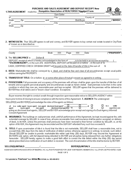 real estate sales receipt sample: an agreement that shall benefit the seller, buyer, and financing template