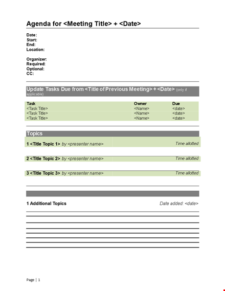 streamline your next meeting | meeting agenda template template