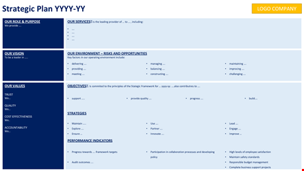 strategic plan single page template template