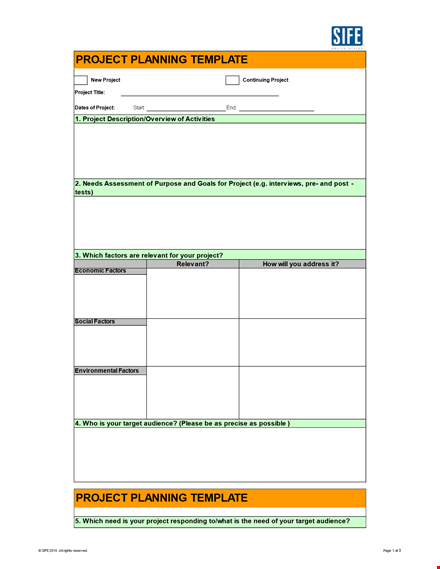 project planning template | simplify your process template