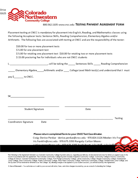 payment agreement template for college students and community accounts | free contract agreement template