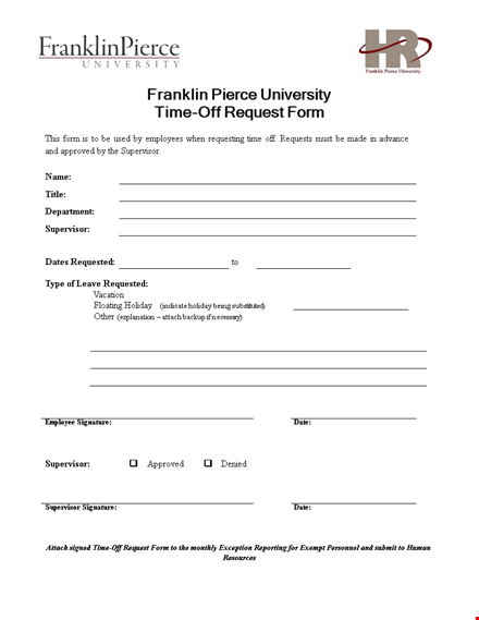 time off request form template - efficient request management for employees and supervisors template