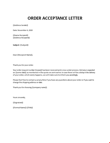 order acceptance template