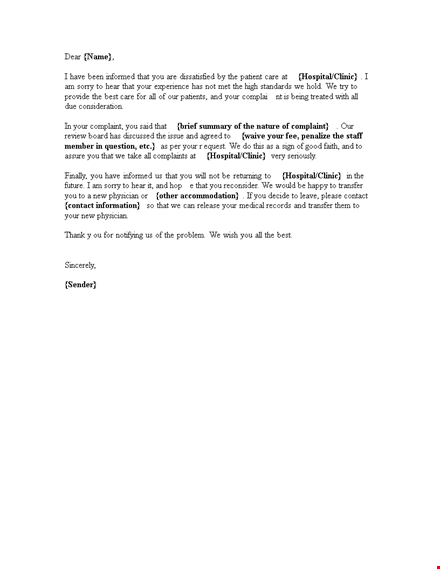 patient complaint apology letter template