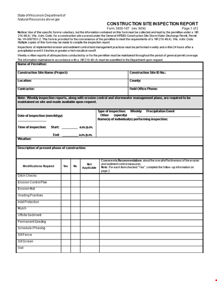 construction inspection in pdf template