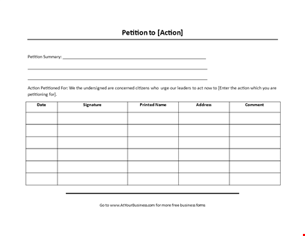 printed petition template for action - collect signatures easily template