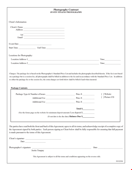 download our free photography contract agreement for client | capture every moment professionally template