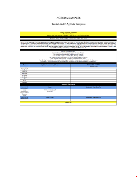 team agenda template in word template