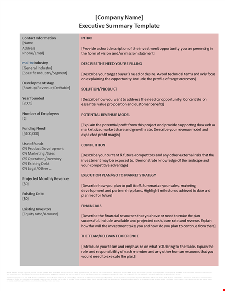 our effective industry specific executive summary template template