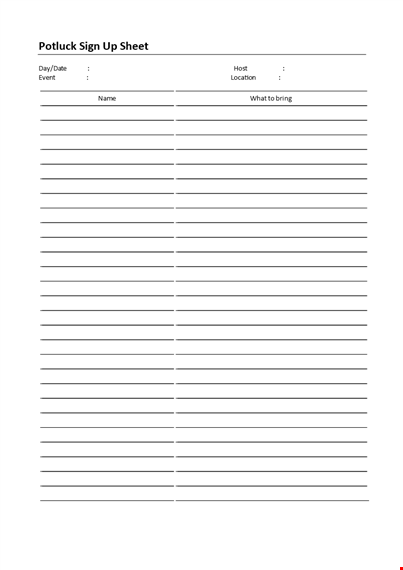 work potluck sign up sheet template
