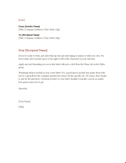 include and format your formal business letter correctly template