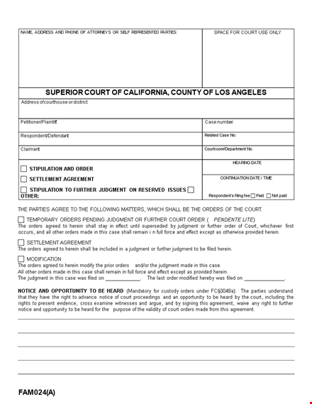 child settlement agreement: parties shall follow court orders template