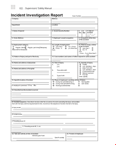 accident and injury incident investigation report template template