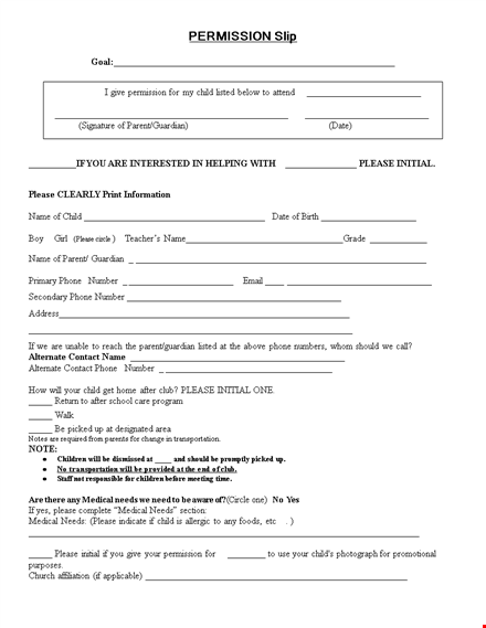 get a permission slip for your child's phone - request one today! template