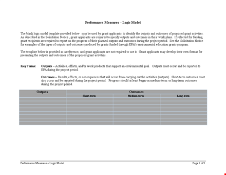 logic model template for grant outcomes and outputs: a comprehensive guide for applicants template